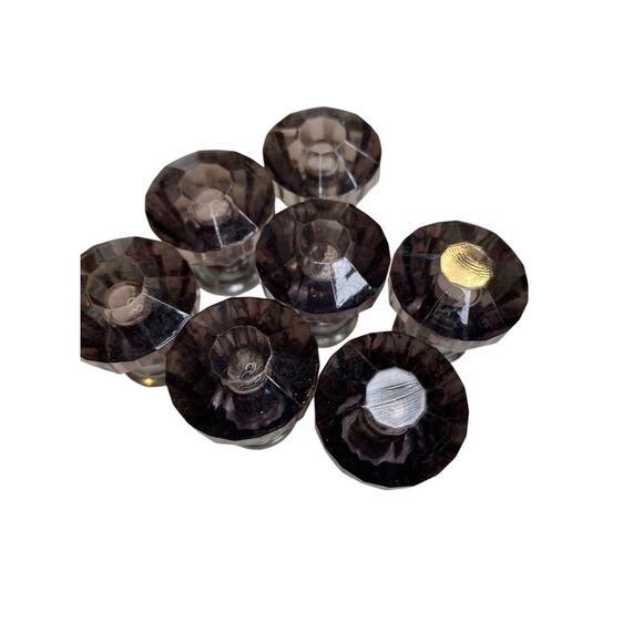 Set of 7 Purple and Silvertone Crystal Knobs Drawer Pulls 25mm 1" New - Picture 3 of 6